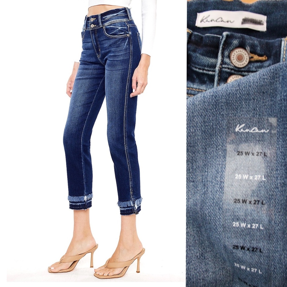 KanCan Fringe Frayed Straight Ankle High Rise Ripped Jeans 25 0 - Picture 12 of 12
